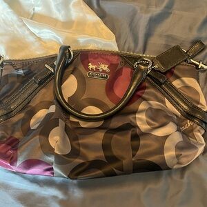 Coach Women's Shoulder Bag in Black, Brown, and Pink